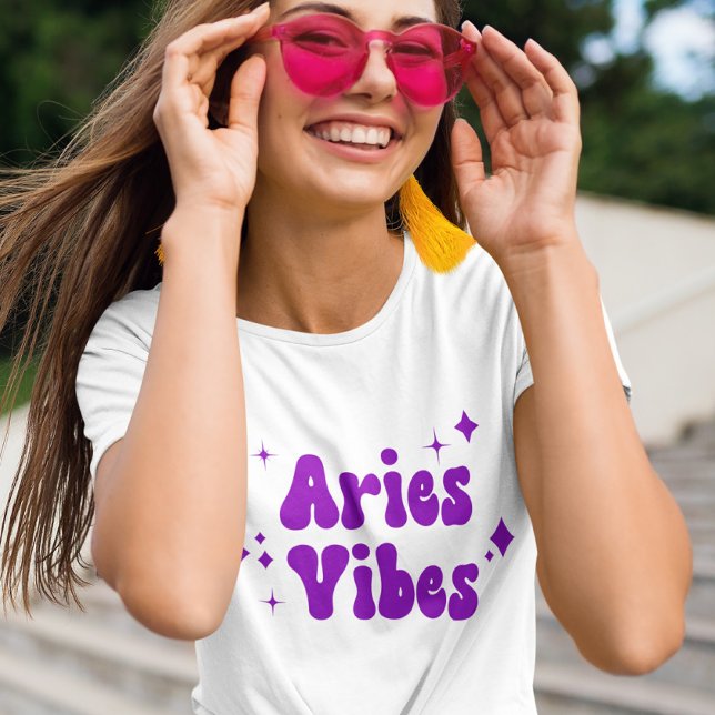 Aries Vibes Zodiac Astrology Purple Stars T-Shirt (Creator Uploaded)