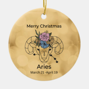 Aries Vintage Inspired Christmas Ornament
