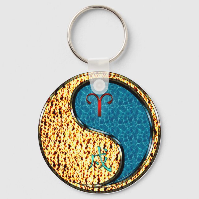 Aries & Water Dog Key Ring (Front)