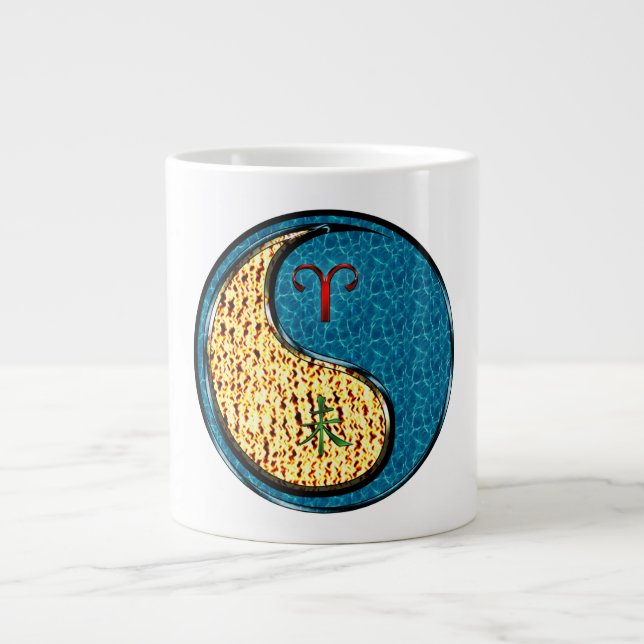 Aries & Water Goat Large Coffee Mug (Front)