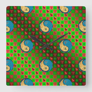 Aries & Water Goat Square Wall Clock