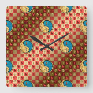 Aries & Water Rat Square Wall Clock