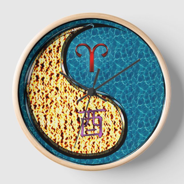 Aries & Water Rooster Clock (Front)