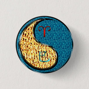 Aries & Water Snake  3 Cm Round Badge