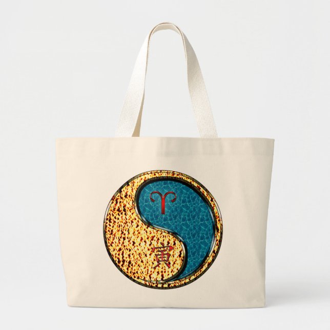 Aries & Water Tiger Large Tote Bag (Front)