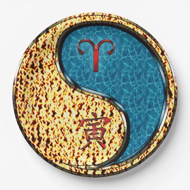 Aries & Water Tiger Paper Plate (Front)