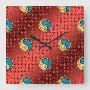 Aries & Water Tiger Square Wall Clock