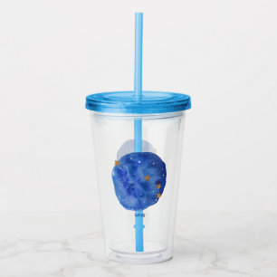 Aries Watercolor Night Sky Constellation Zodiac Acrylic Tumbler