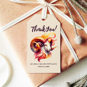 Aries Watercolor Ram Zodiac Themed Birthday Party Gift Tags