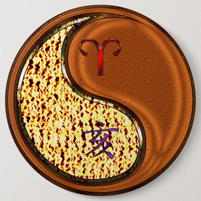 Aries & Wood Boar  6 Cm Round Badge (Front)