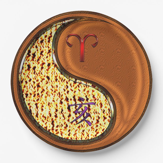 Aries & Wood Boar  Paper Plate (Front)