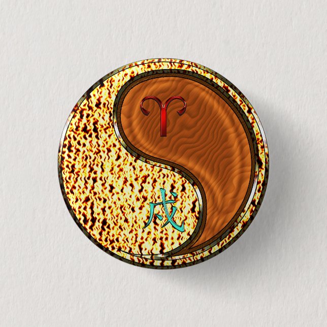 Aries & Wood Dog 3 Cm Round Badge (Front)