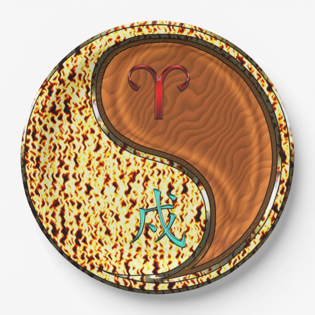 Aries & Wood Dog Paper Plate (Front)
