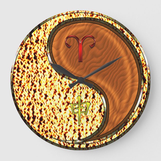 Aries & Wood Monkey Large Clock (Front)