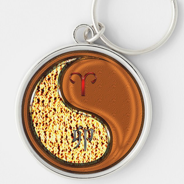Aries & Wood Rabbit. Key Ring (Front)