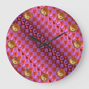 Aries & Wood Rooster Large Clock