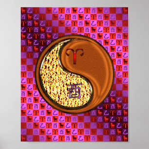 Aries & Wood Rooster Poster