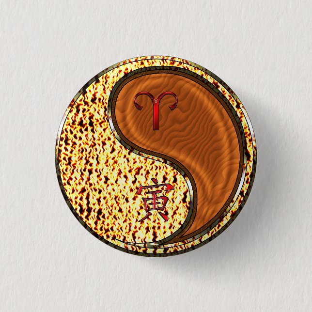 Aries & Wood Tiger 3 Cm Round Badge (Front)