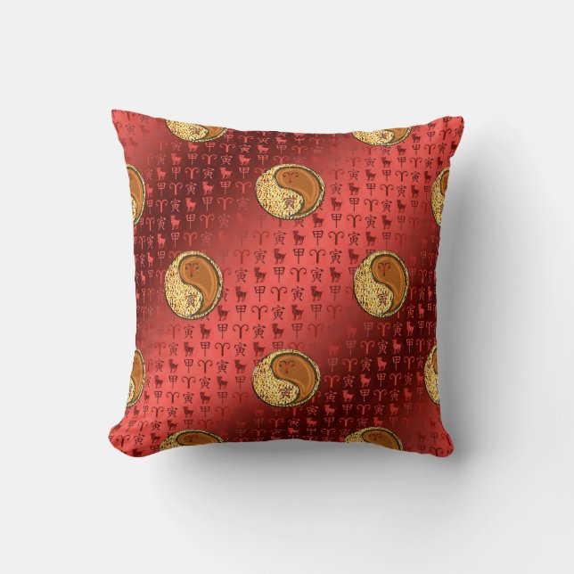 Aries & Wood Tiger Throw Pillow (Front)
