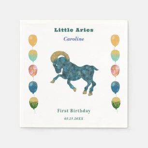 Aries Zodiac 1st Birthday Balloons & Artistic Napkin