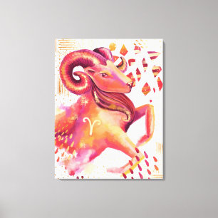 Aries Zodiac Abstract Watercolour Wall Art