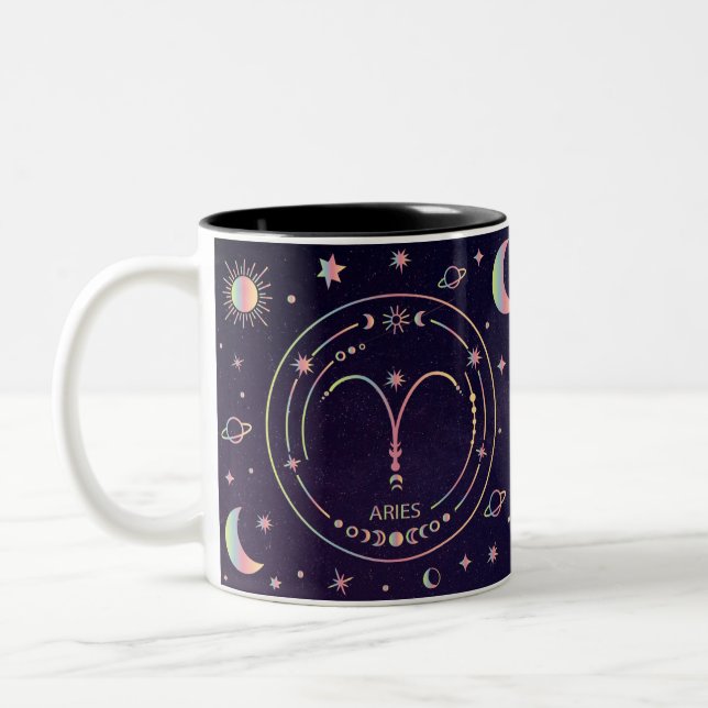 Aries Zodiac Astrological Two-Tone Coffee Mug (Left)