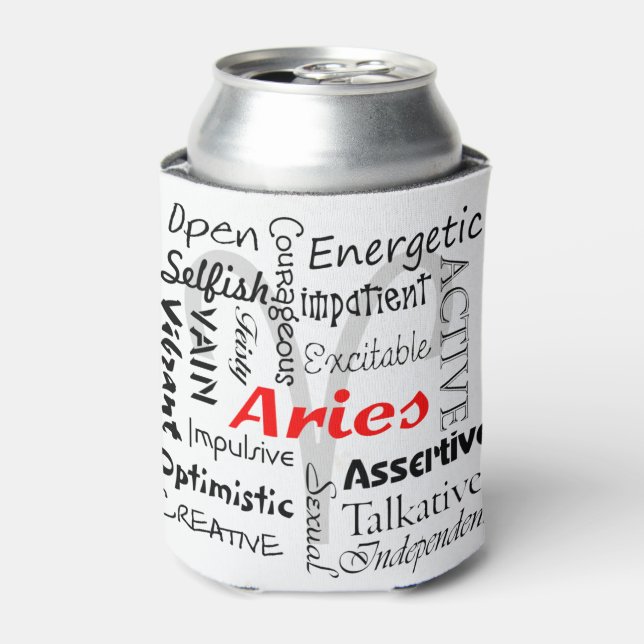 Aries Zodiac Astrology Horoscope Traits Collage Can Cooler (Can Front)