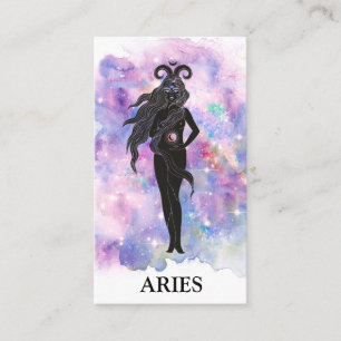 *~* ARIES Zodiac Astrology Readings Blue Pink Business Card