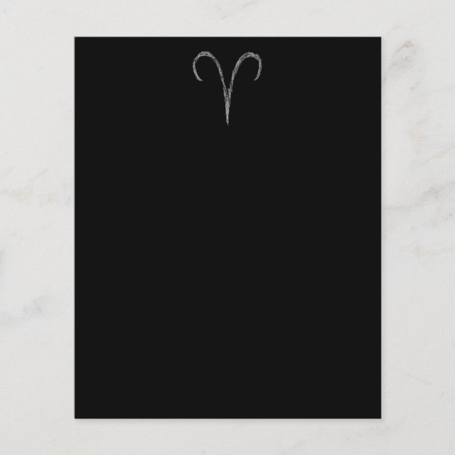 Aries. Zodiac Astrology Sign. Black. (Front)