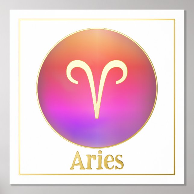 Aries Zodiac Aura Gold Foil Prints (Front)