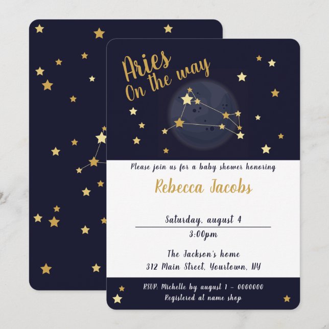 Aries zodiac Baby Shower Invitation (Front/Back)