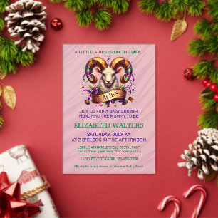 Aries Zodiac Baby Shower Lavender and Green Acrylic Invitations