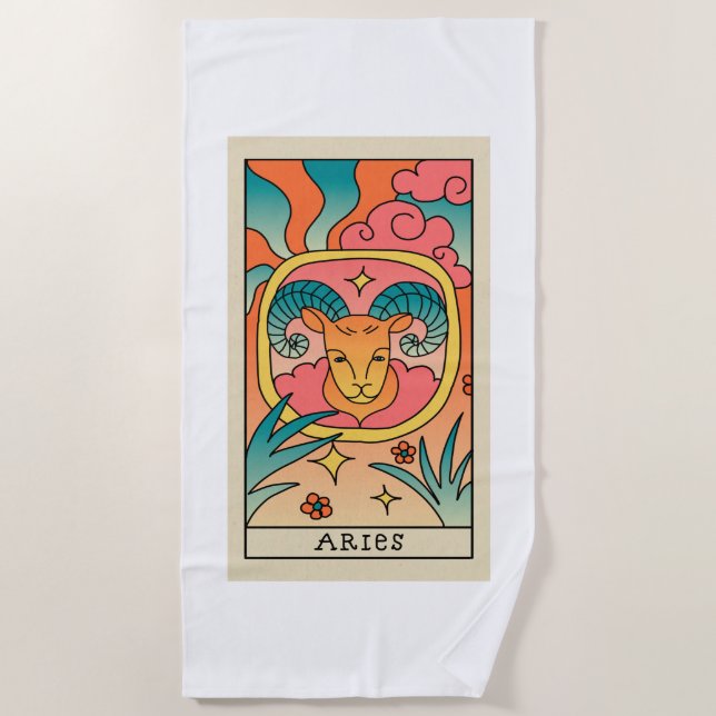 Aries Zodiac Beach Towel (Front)