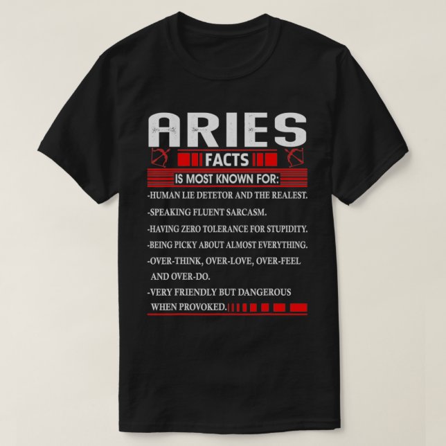 Aries Zodiac Birthday Aries Facts For men women bo T-Shirt (Design Front)