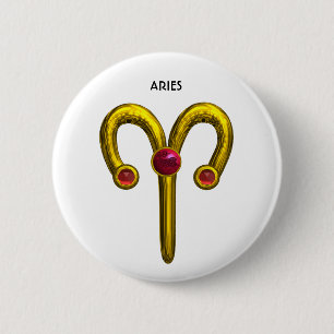 ARIES ZODIAC BIRTHDAY JEWEL 6 CM ROUND BADGE