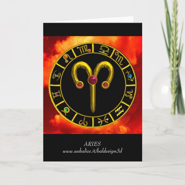 ARIES ZODIAC BIRTHDAY JEWEL CARD (Front)