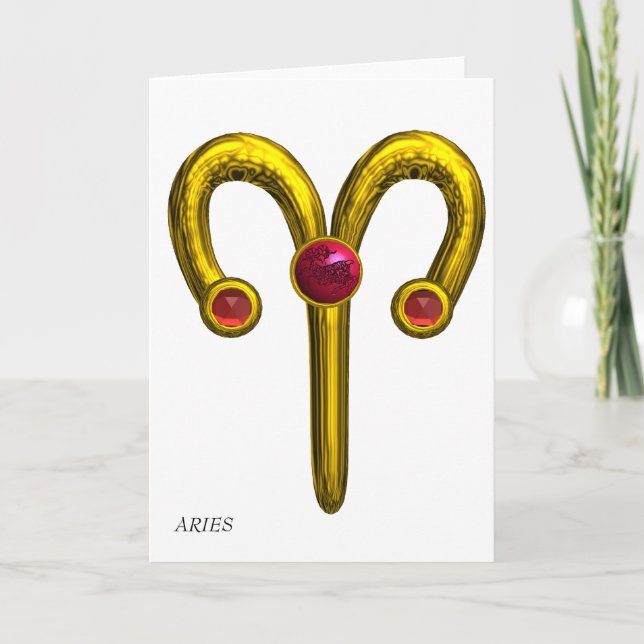 ARIES ZODIAC BIRTHDAY JEWEL CARD (Front)
