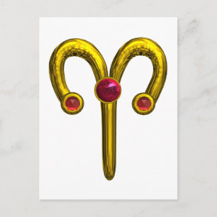 ARIES ZODIAC BIRTHDAY JEWEL POSTCARD