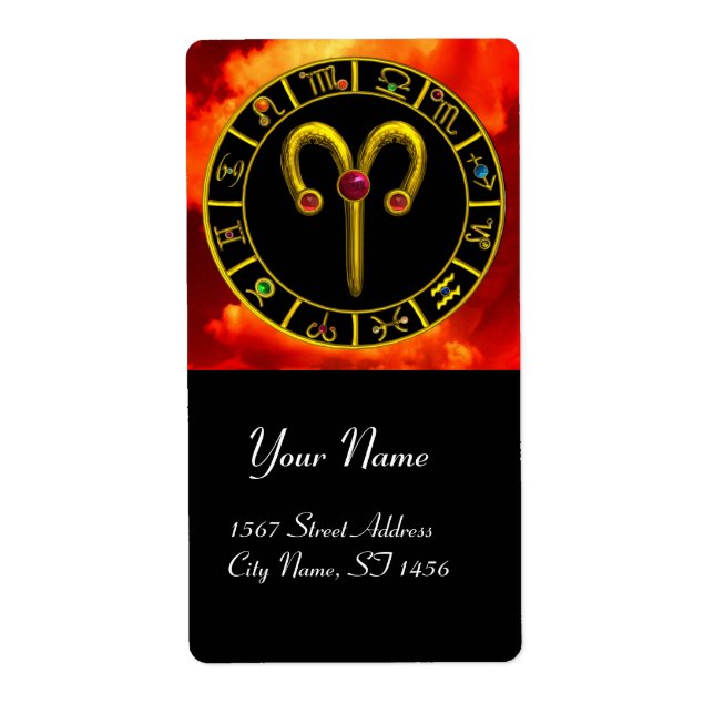 ARIES ZODIAC BIRTHDAY JEWEL Red Ruby Gold (Front)