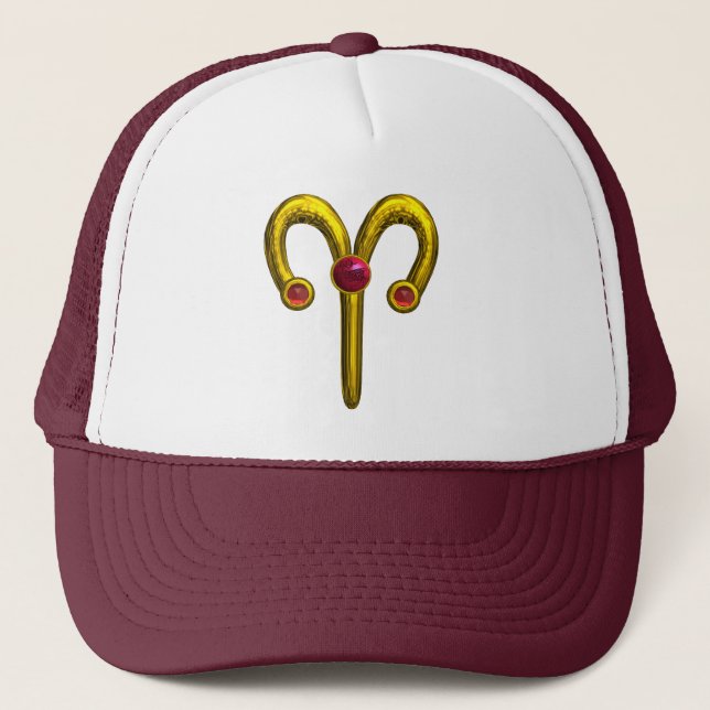 ARIES ZODIAC BIRTHDAY JEWEL TRUCKER HAT (Front)
