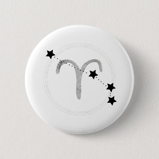 Aries zodiac black & silver constellation stars  6 cm round badge (Front)