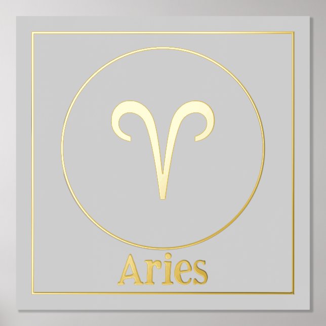 Aries Zodiac Blue Aura Gold Foil Prints (Front)