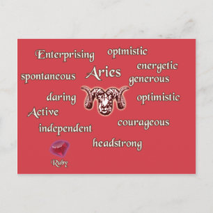 Aries zodiac characteristics postcard