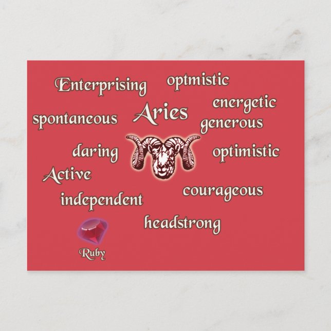 Aries zodiac characteristics postcard (Front)