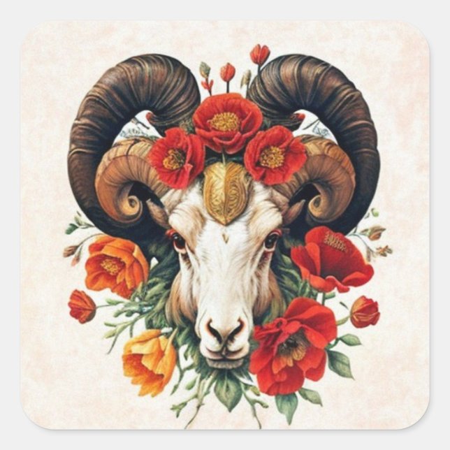 Aries Zodiac Collection Square Sticker (Front)
