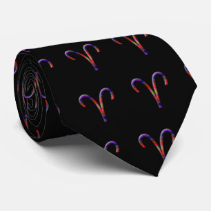 Aries Zodiac-Colourful on Black Tie