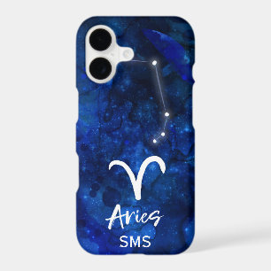 Aries Zodiac Constellation Blue Galaxy Monogram