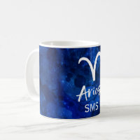 Aries Zodiac Constellation Blue Galaxy Monogram