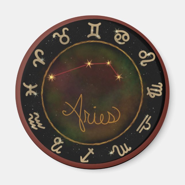Aries zodiac constellation circle magnet (Front)