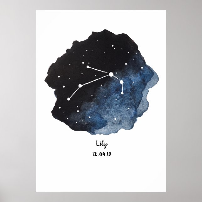 Aries Zodiac Constellation  Watercolor Poster (Front)